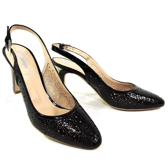 BALDININI 🇮🇹 WOMEN'S BLACK PATENT LEATHER COMFORT FASHION SANDALS